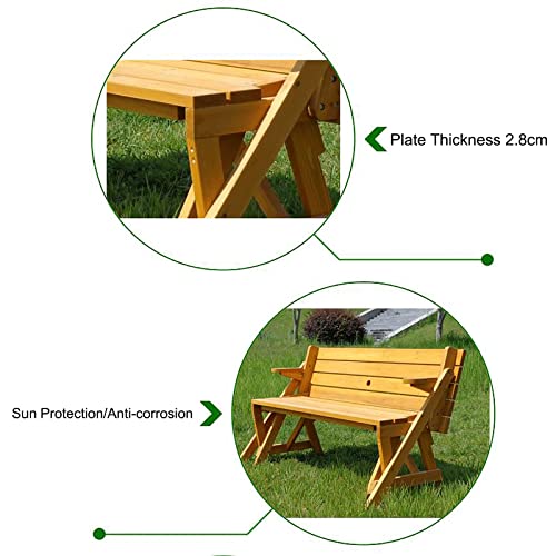 Realn Garden Bench, Picnic Table, 2 In 1 Convertible Picnic Bench Table Set, Collapsible Outdoor Patio Dining Table Garden Bench, Deck With Umbrella Hole For Backyard, Porch, Patio (Color : Blue) #TOP3