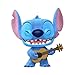 Funko Pop! &Tee: Lilo and Stitch - Ukelele Stitch (Flocked) - Extra Small - (XS) - T-Shirt - Clothes with Collectable Vinyl Minifigure - Gift Idea - Toys and Short Sleeve Top for Adults Unisex
