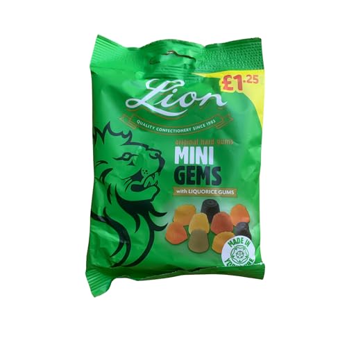 Lion Mini Gems 130g (Pack of 4) Traditional Fruit Flavour Chewy Sweets