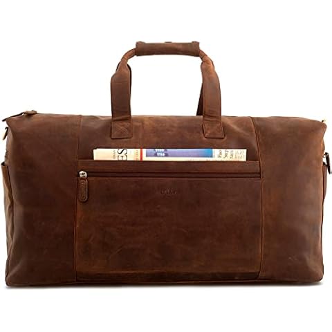 LEABAGS Leather Travel Duffel 55L，Large Weekender Bag Overnight Weekender Bag Oversized for Men and Women Cover