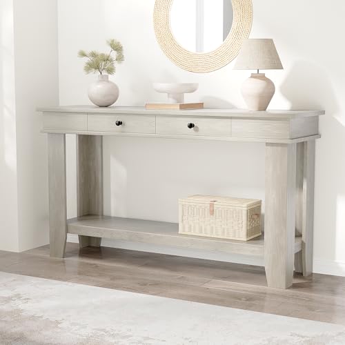 54-Inch Long Console Table, Wooden Entryway Table with 2 Drawers