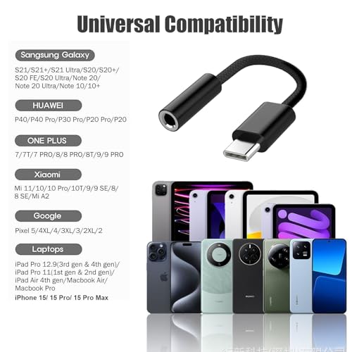 Fidioto 4 Pack Black USB Type C to 3.5mm Female Headphone Jack Adapter,USB-C to 3.5mm Audio Converter, USB C to Aux Audio Dongle Cable Cord Compatible with17/16/16 Pro Max/16 Pro/16 Plus, iPad Pro,etc by Fidioto - Image 3