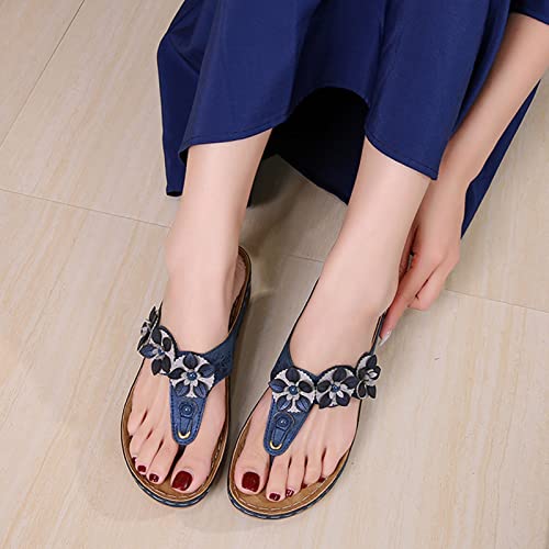 Xipcokm Women's Arch Support Flip Flops, Ladies Orthopedic Flower Wedge Sandals, Summer Fashion Comforty Clip Toe Slippers #TOP1