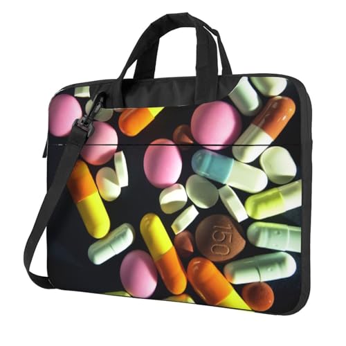 Sac ordinateur portable à bandoulière motif pilules pour protéger votre PC avec style