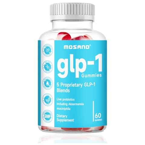 MOSAND GLP-1 Probiotic Gummies, GLP-1 Supplement with Akkermansia Probiotic, Berberine, No Sugar Added for Gut & Digestion Health,Strawberry Flavor-60 Gummies Cover