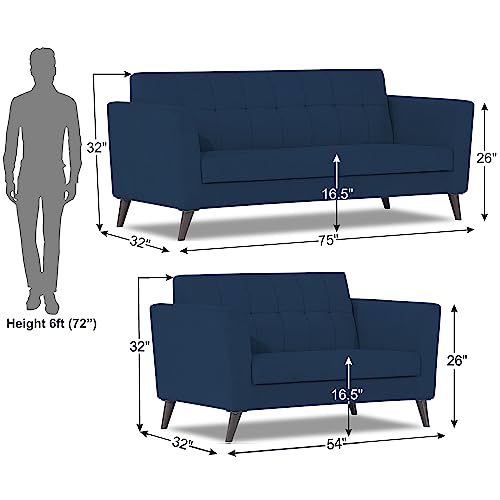 Image of Adorn India Dannis 3+2 5 Seater Sofa Set (Blue) (3 Year Warranty)
