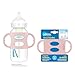 Dr. Brown's Wide-Neck Baby Bottle Handles, 100% Silicone, Easy Grip Removable Handles for Bottle to Sippy Cup Transition, Pink, 4m+