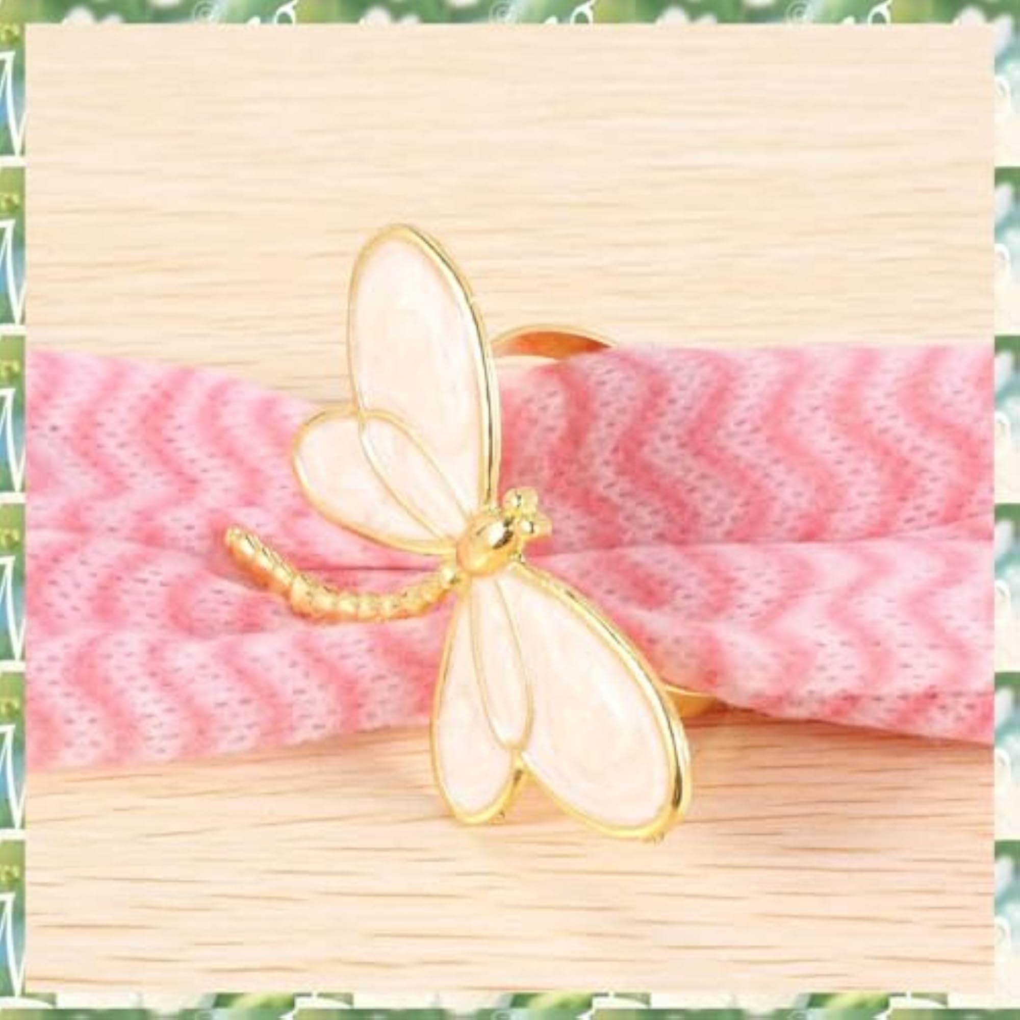 Elegant Gold Dragonfly Napkin Rings - 4 Piece Set