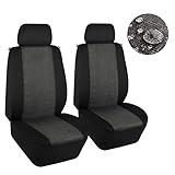 Elantrip Waterproof Linen Cloth Front Seat Covers Universal Fit Water Resistant Breathable Bucket Seat Cover Protection Airbag Compatible for Cars SUV Truck, Black and Gray 2 PC