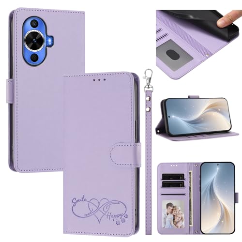 Jiajihua Cover Compatible with Huawei Nova 11,Compatible with Huawei Nova 12s / 12 Lite Phone Case【Card Cash Slot Wallet Design Flip Kickstand Drop Protection】 Purple