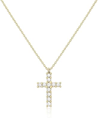 Cross Necklace for Women, Dainty Gold Necklace 14K Gold Plated Cute Small Cross Choker Necklaces for Women Trendy Simple Charm Gold Pendnat Fashion Womens Jewelry