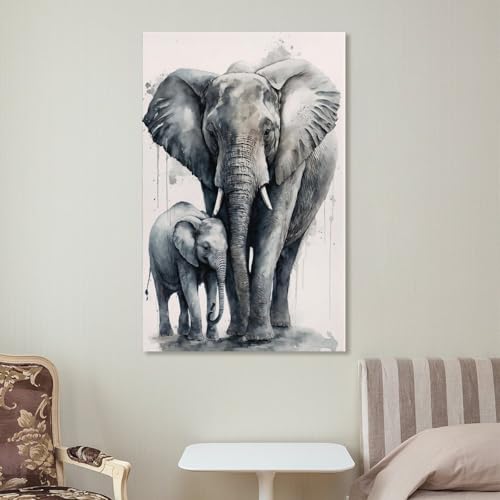Poster éléphant maman et bébé 40x60 cm pour déco de chambre