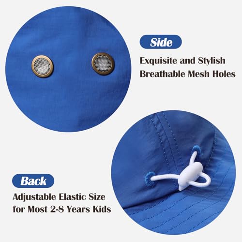 Kids Sun Hat Waterproof Quick-Drying Wide Brim Bucket Hats for Boys Girls Cute Bear Summer Beach Hiking Hats Age 2-82