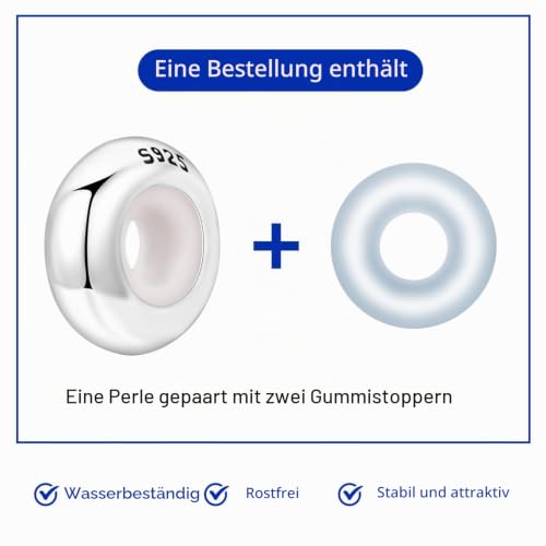 PANPOKI Spacer Beads/Stopper Perlen für Armbänder & Ketten, 925 Sterling Silber Perlen | Glatt & Pave Zirkonia (Weiß, Blau, 18K Gold plattiert) | Anti-Rutsch Trenner Charms (2Pcs Sliver Spacer)