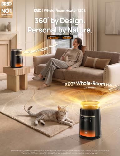 DREO Whole-Room Heater, 360° & Direct Modes for Indoor ...