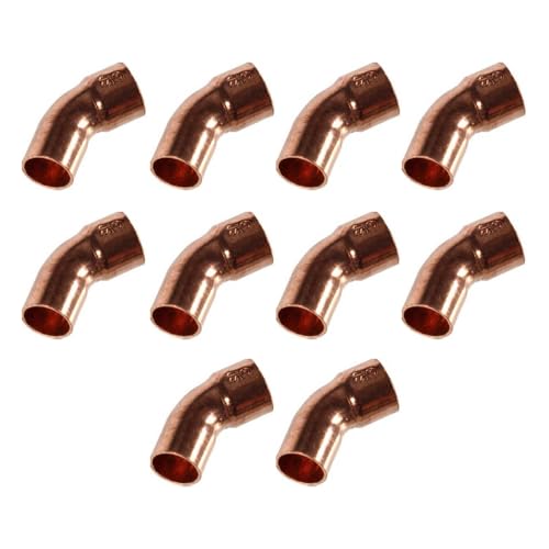 IBP Bänninger - Raccordo in rame per saldatura, 10 gomiti in rame da saldare MF 45° grande raggio Ø14