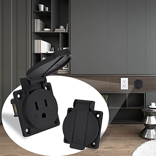 Starelo 15Amp Power Outlet Receptacle Nema 5-15R With Cover,125Volt 2 Pole 3Wire,Weatherproof, Dustproof And Radiation Proof Power Outlet For Outdoor Use,Etl Listed. #TOP6