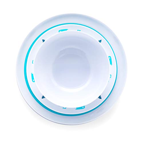 Camco Life is Better at The Campsite Dishware Set | Includes (4) Large Dinner Plates, (4) Small Salad Plates and (4) Bowls | Top Rack Dishwasher Safe | Blue Tree and Truck Design (53294) - Image 4