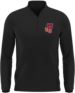 Official NCAA Collegiate Men's Active Sport Quarter Zip Pullover, Left Chest Logo Charcoal Collection