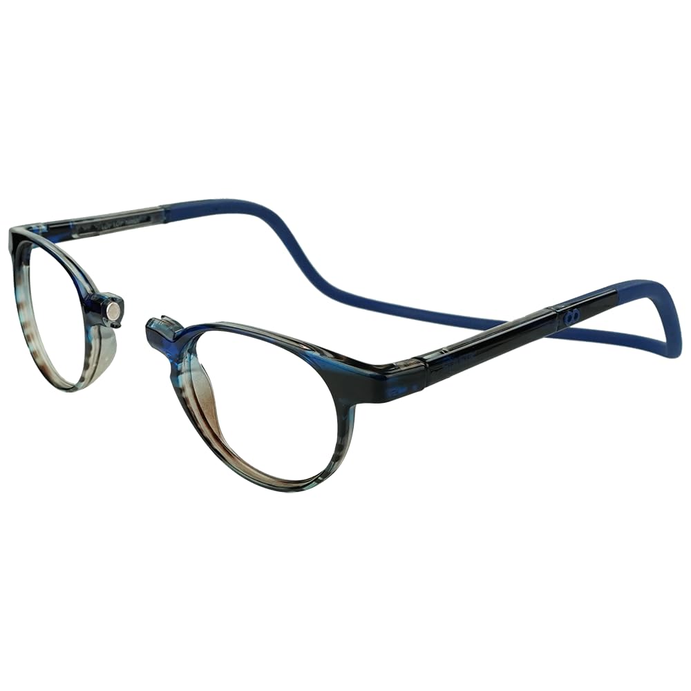 Clic Slastik Magnetic Reading Glasses, Computer Readers Soft Folding Band, Adjustable Temples, Taku, (S-XL, Blue, 1.50 Mag...