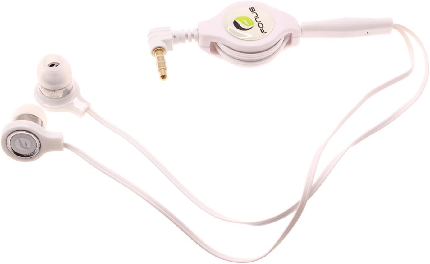 Retractable Earphones Headphones 3.5mm w Mic Compatible with Amazon Fire 7 Kids Edition (9th Gen 2019), Amazon Fire 7 (9th Gen 2019), Hands-Free Headset Handsfree Earbuds Earpieces