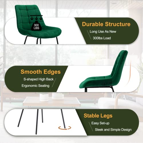 Nicbex Velvet Dining Chairs, Upholstered Reception Chairs, Tufted Accent Chair With Metal Legs For Home Kitchen, Living Room, Set Of 2, Green #TOP4