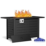 ZAFRO 43 Inch Propane Fire Pit CSA-Listed Outdoor Fire Table, 50,000 BTU Firepit Table with Lid and Lava Rock, Gas Fire Table for Outside Patio Garden Backyard Deck Balcony