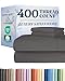 100% Cotton Queen Sheets Dark Grey (4pc) Silky Smooth, Cooling 400 Thread Count Long Staple Combed Cotton Queen Sheet Set - 400TC High Thread Count Queen Sheets - Queen Bed Sheets All Cotton