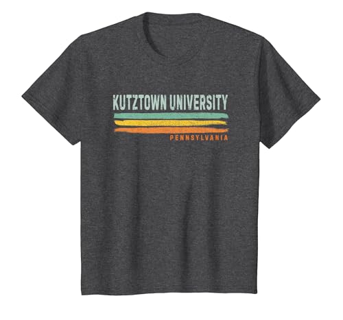Vintage Stripes Kutztown University PA T-Shirt, Youth, Dark Heather Grey, 2T