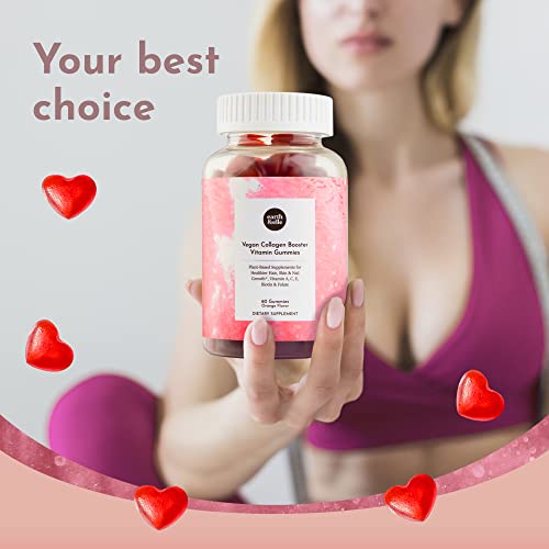 Earth & Elle Vegan Collagen Gummies - Collagen Gummies For Women - Collagen Vitamins A C E - Unlock Collagen For Hair Growth Anti Aging & Strong Nails - 60 Collagen Chews - Non-Gmo #TOP6