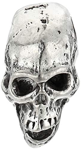 Shipwreck Beads Pewter Large Hole Skull Bead Charm, Silver, 5 by 13mm, 3-Piece