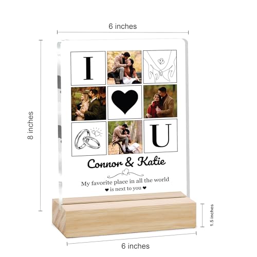 Image of Giftplease Customized Photo Frame with Wooden Stand | Transparent | Personalized Couple Picture Frame Gift for Girlfriend, Boyfriend, Husband, Wife |Anniversary, Wedding, Valentine s Day C 12