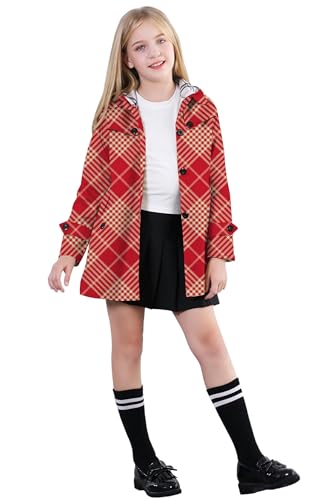 Image of Cromoncent Girl's Rain Jackets Waterproof Hoodie Trench Coat Cute Dress Coat Outerwear, 3-12 Years