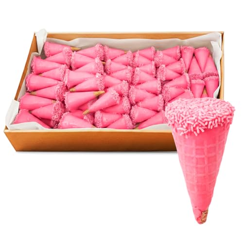 Mini Conos de Galleta de Fresa VIZCONDESA 1,52 kg – Conos Dulces Crujientes Rellenos de Crema de Fresa con Cobertura | Mini Conos para Postres, Candy Bar y Repostería | Snack Dulce Formato Grande
