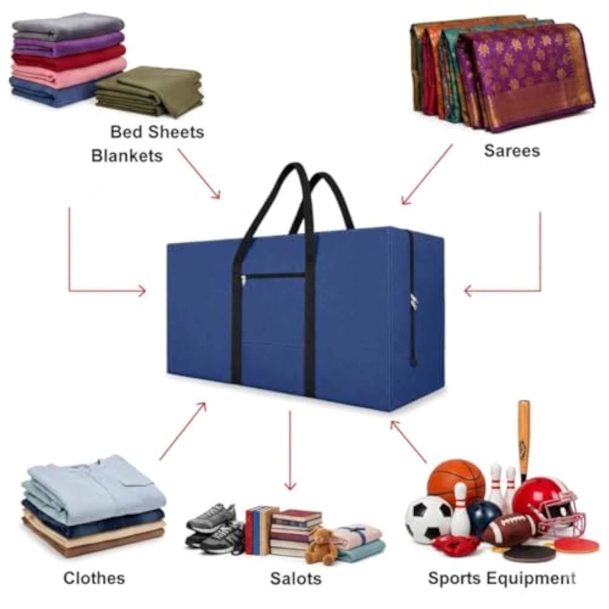 Daily Use Clothes Blankets Saree Bag, Large Nylon Tote