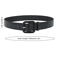 Women Wide Leather Belt Candy Color Square Buckle Cinch Belt