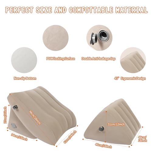 Toggloo Inflatable Wedge Pillow Set, Inflatable Bed Wedge Pillow for Sleeping, Travel Wedge, Adjustable Sitting Pillows for Back, Leg Pain Relief, GERD, Acid Reflux & Anti Snoring by Toggloo - Image 6