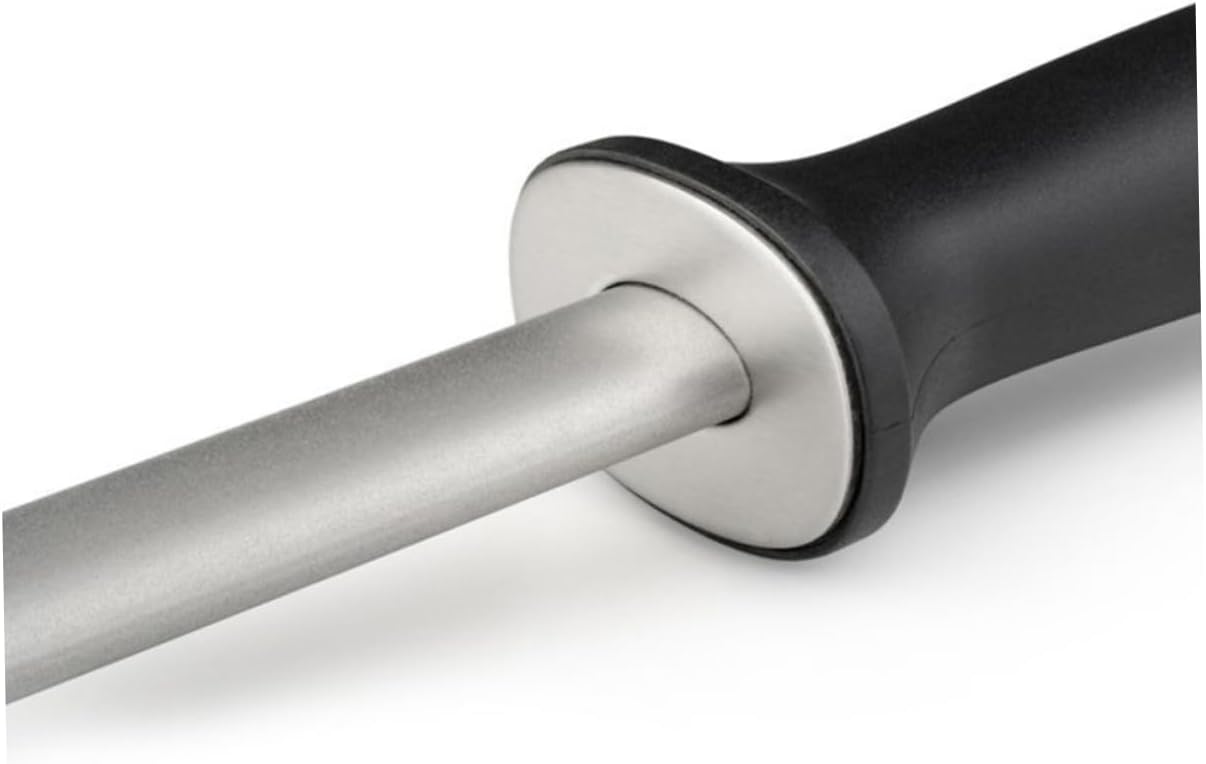 12-Inch Diamond Honing Steel Sharpening Rod with Ergonomic Rubber Handle for Kitchen and Chef Use Quick Home Sharpener