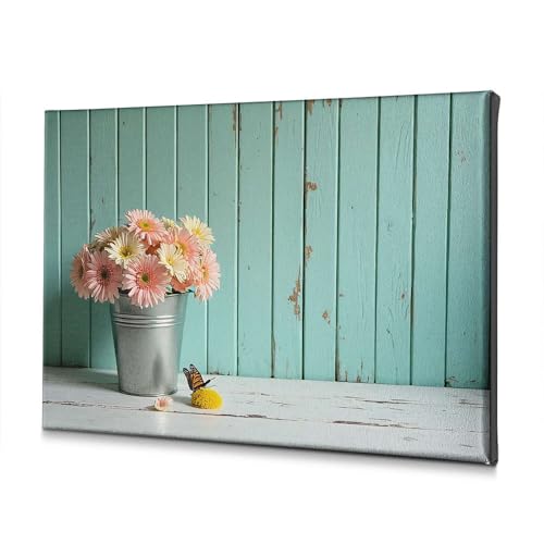 Toile fleurs et papillon pour salon vintage ou chambre cocooning
