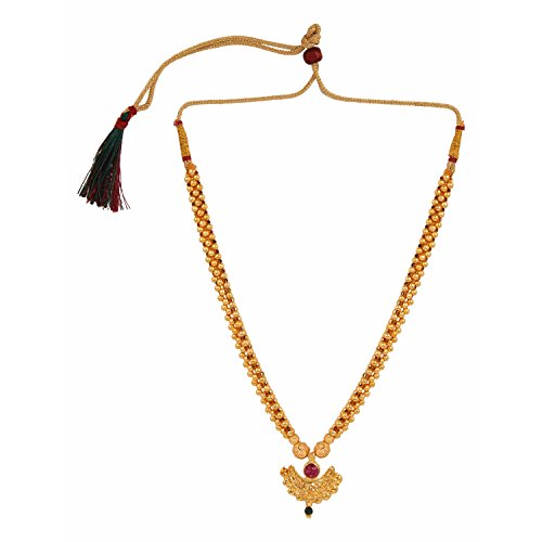 Efulgenz Indian Bollywood Traditional White Red Rhinestone Faux Ruby Pearl Designer Thusi Style Necklace in Antique Gold Tone for Women and Girls (Style 3)