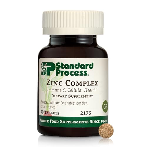 Standard Process Zinc Complex - Enzyme Function Support to Aid Normal Testes Function - Supports Immune Health & Cellular Energy - Gluten-Free, Non-Dairy & Non-Soy - 90 Tablets (90 Servings)