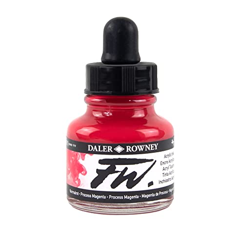 Daler-Rowney Fw Acrylic Ink Bottle Process Magenta - Versatile Acrylic Drawing Ink For Artists And Students - Permanent Calligraphy Ink - Archival Ink For Illustrating And More #TOP22