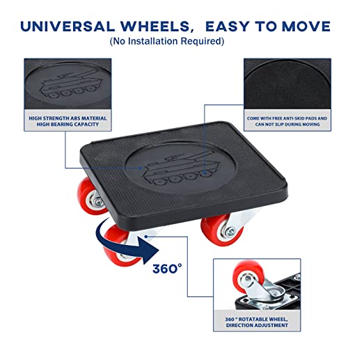 Nellyke Furniture Movers Dolly Furniture Movers With Wheels, 4 Wheels Small Flat Dolly, 600 Lbs Capacity, Black #TOP2