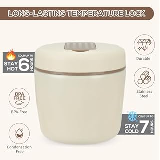 Cozary Thermos per Alimenti Caldi 1200 ml, Contenitore Termico per Alimenti Caldi in 304 Acciaio Inox, Lunch Box Termico con Cucchiaio Pieghevole per Zuppa, Pasta