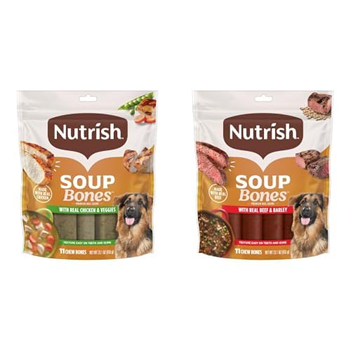 Nutrish Soup Bones Chicken Dog Chews, 23.1 oz. Bag, 11 Treats (Rachael Ray) + Nutrish Soup Bones Beef Dog Chews, 23.1 oz. Bag (11 Treats) (Rachael Ray)