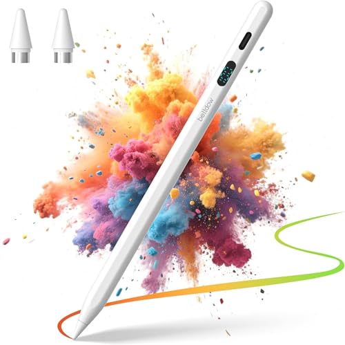Caneta Stylus com Ponta POM, Carregamento USB-C, Display LED