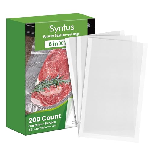 Syntus 200 Count Vacuum Sealer Bags Pint 6 x 10 inch for Seal a Meal, Commercial Grade BPA Free Heavy Duty Precut Seal Bags, Food Vac Bags for Storage, Meal Prep or Sous Vide