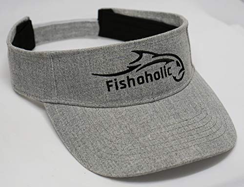 Fishoholic Sun Fishing Visor For Women Men Who Fish Golf Run Hike At Beach (Visor-Gry) White #TOP3