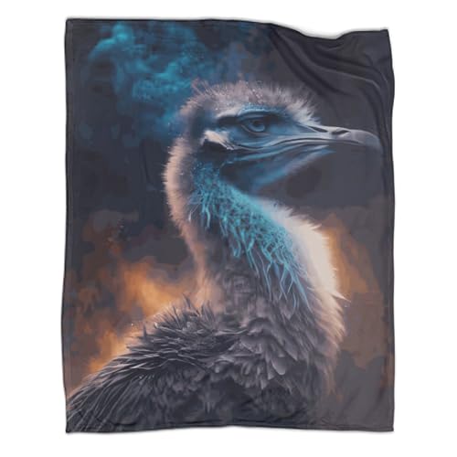 JYJLRJ Coperta da viaggio primaverile per adulti, Coperta in flanella con stampa animalier di struzzo 3D Coperte calde primaverili Coperta morbida in peluche 60x80 pollici (150x200 cm)