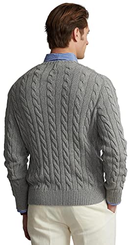 Polo Ralph Lauren Men's Pony Cable Knit Crewneck Sweater (Litegrey - L) #TOP4